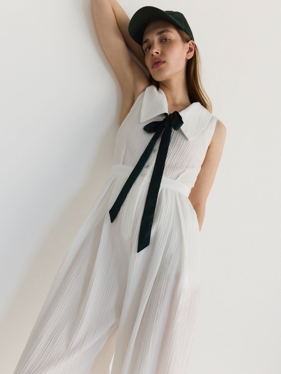 Viscose blend jumpsuit - white - RESERVED - 3