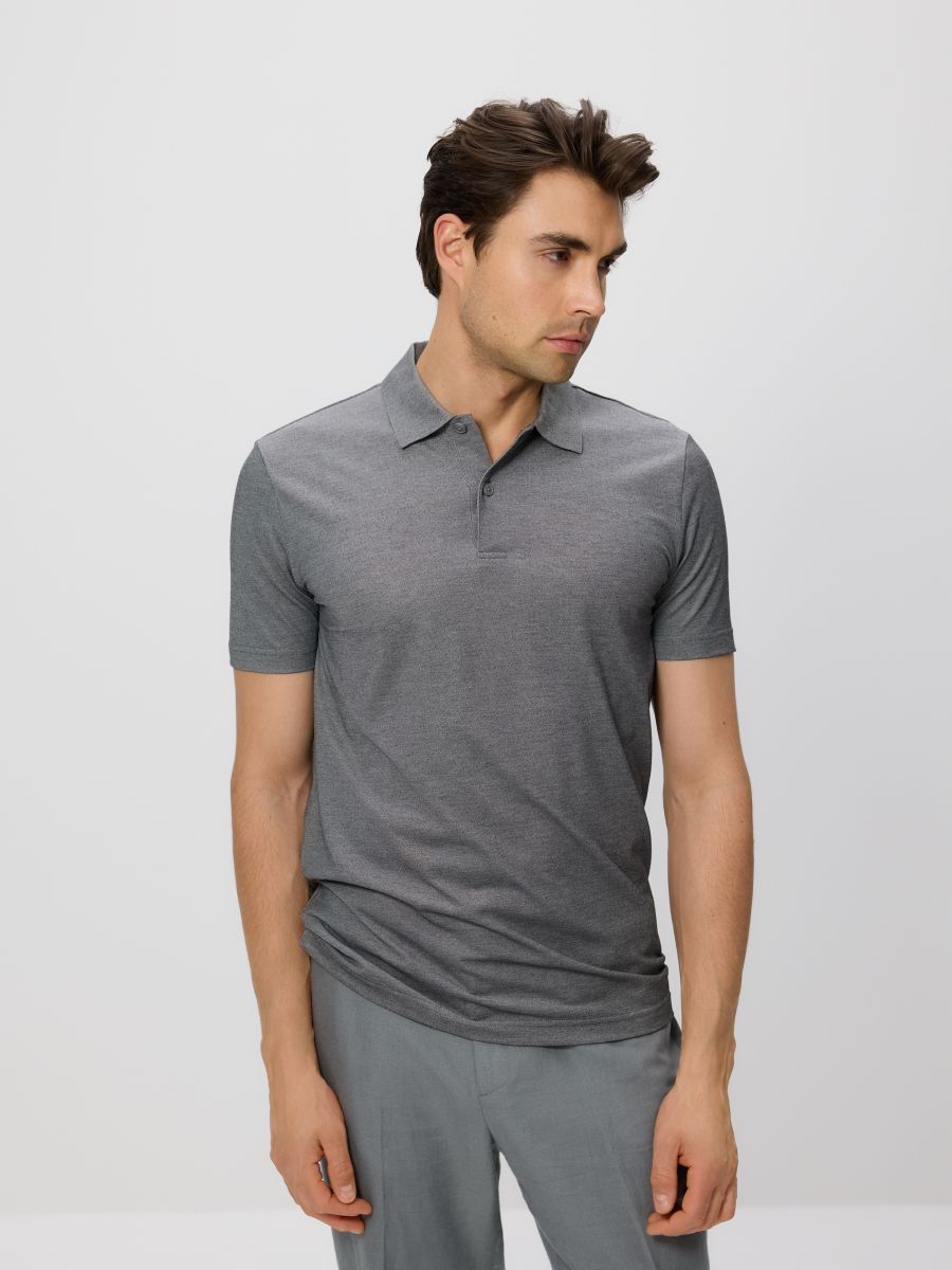 Regular polo majica - tamno siva - RESERVED