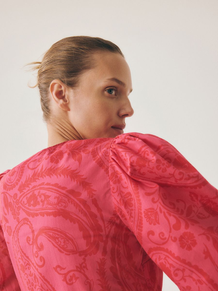 Bluse mit Bindedetail - koralle - RESERVED - 7