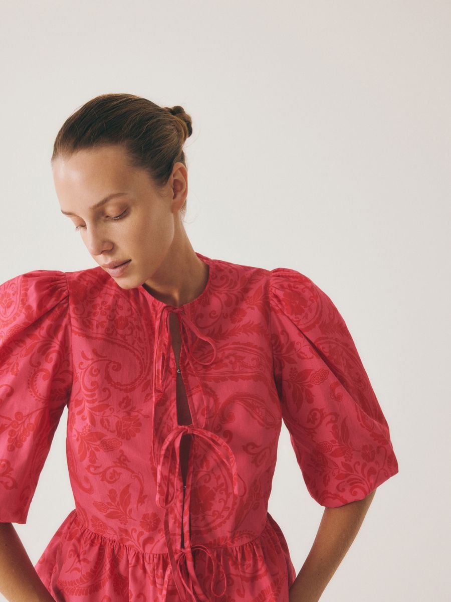 Bluse mit Bindedetail - koralle - RESERVED - 2