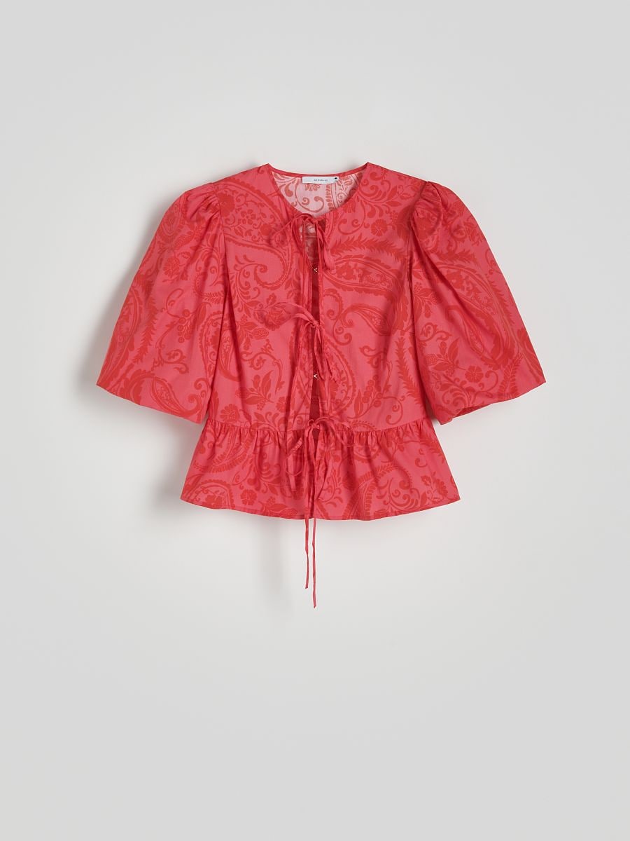 Bluse mit Bindedetail - koralle - RESERVED - 3