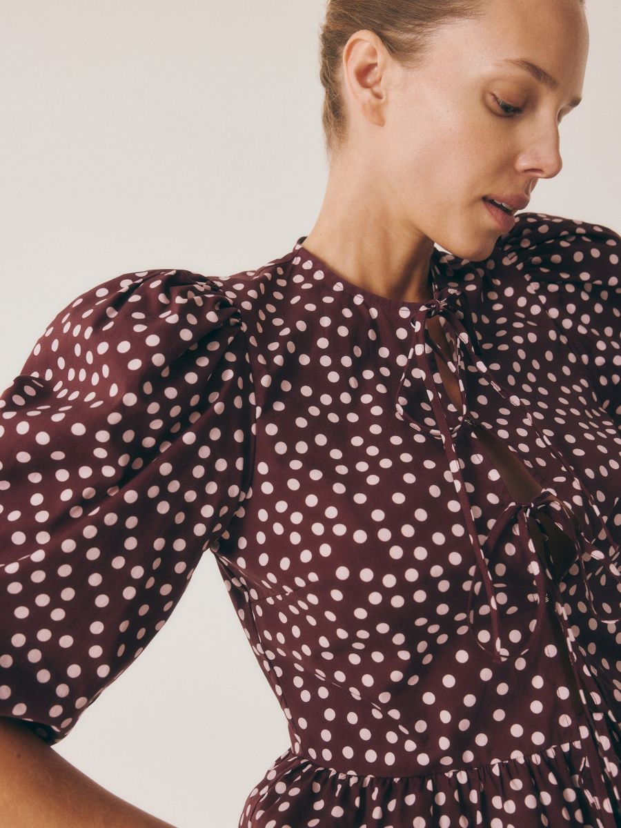 Blouse with tie detail - dark violet - RESERVED - 3