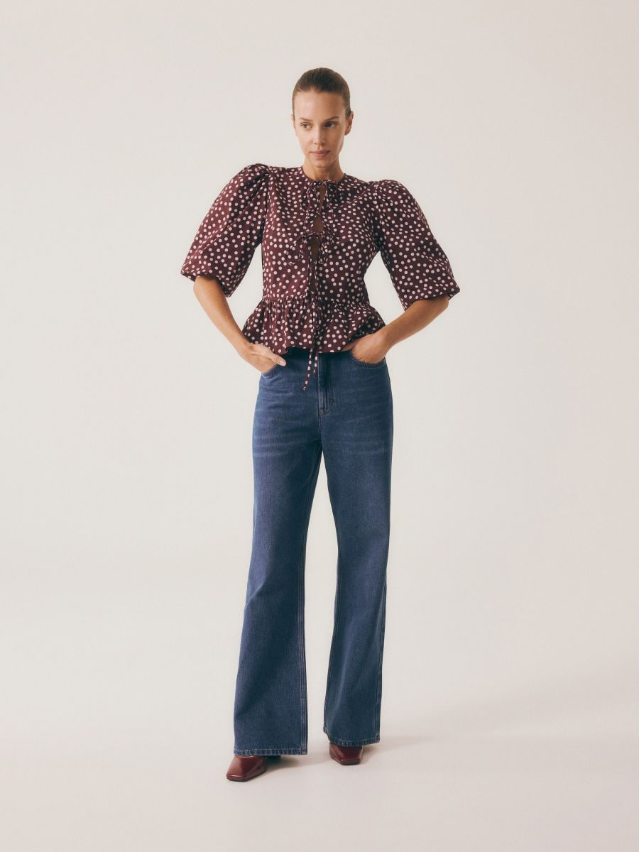 Blouse with tie detail - dark violet - RESERVED - 4