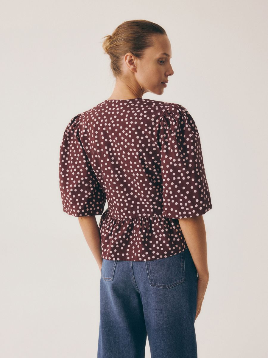 Blouse with tie detail - dark violet - RESERVED - 5