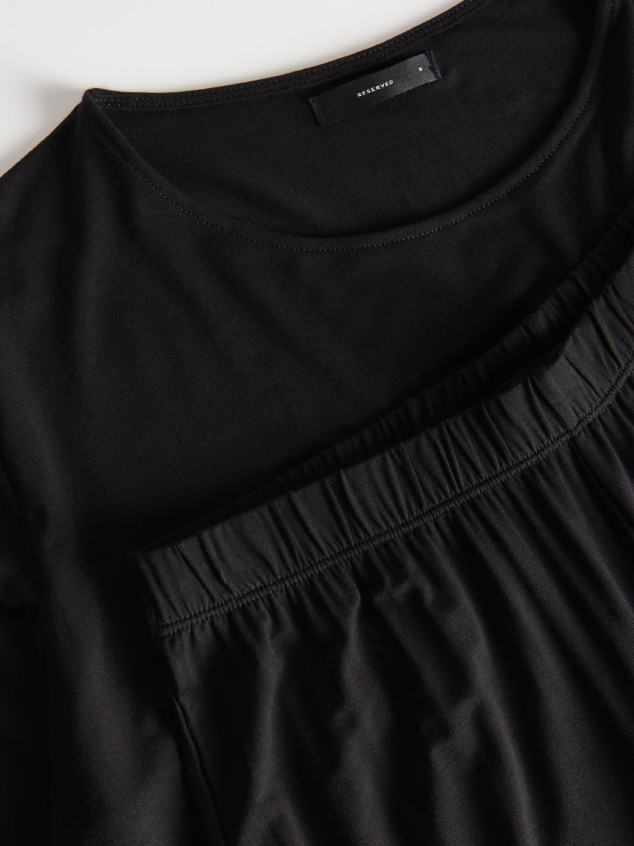 Zweiteiliges Pyjama-Set mit Spitzendetails - schwarz - RESERVED - 4