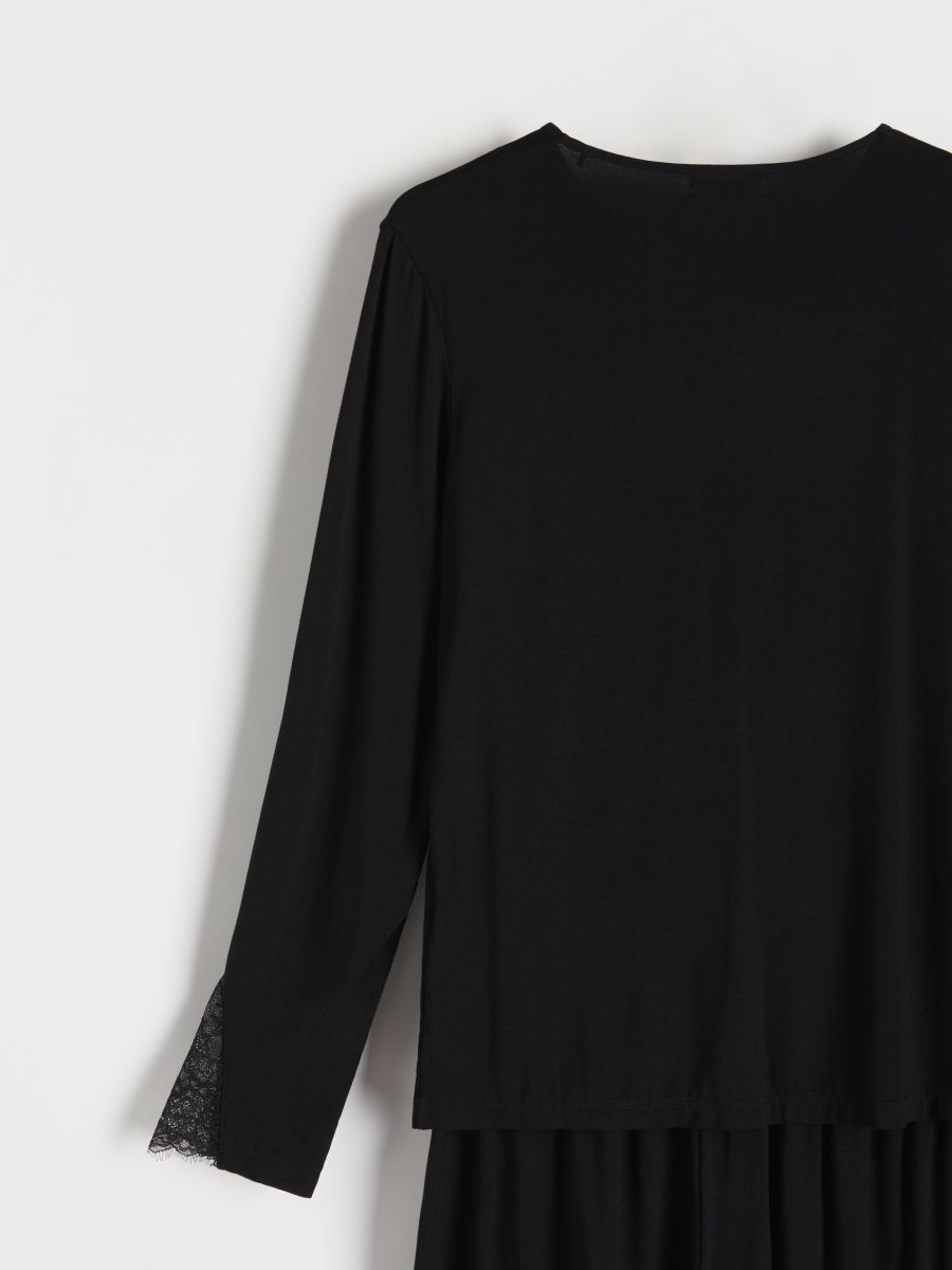 Zweiteiliges Pyjama-Set mit Spitzendetails - schwarz - RESERVED - 5