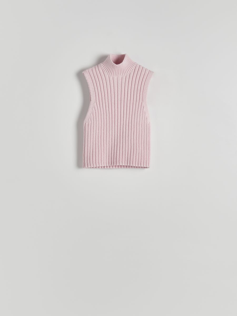 Pullunder mit Rollkragen aus Strickmaterial - pastellrosa - RESERVED - 2