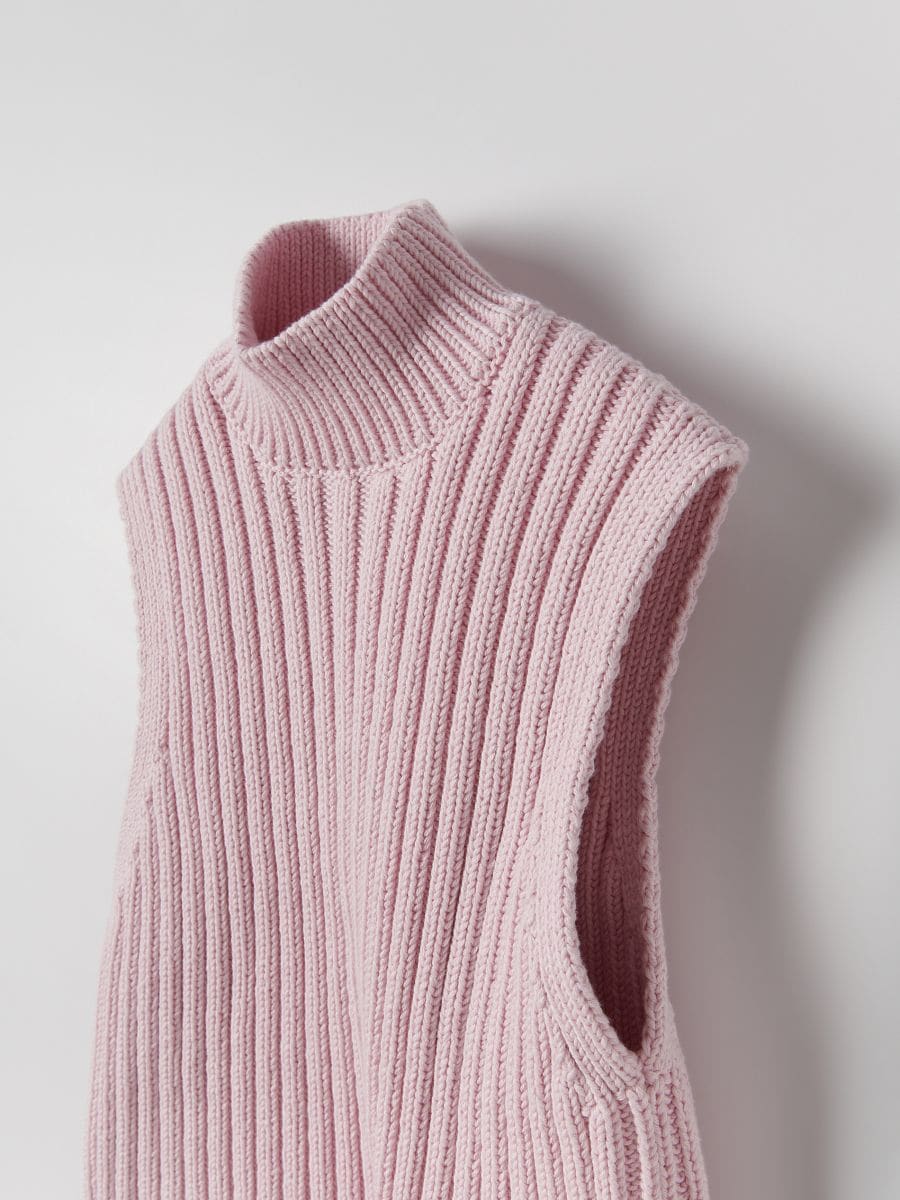 Pullunder mit Rollkragen aus Strickmaterial - pastellrosa - RESERVED - 3