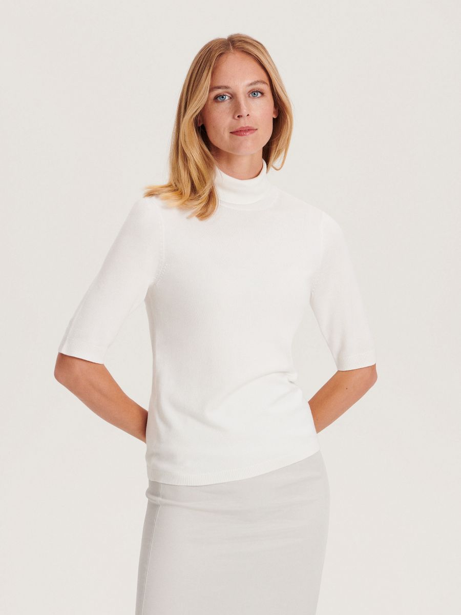 Viscose turtleneck - cream - RESERVED - 4