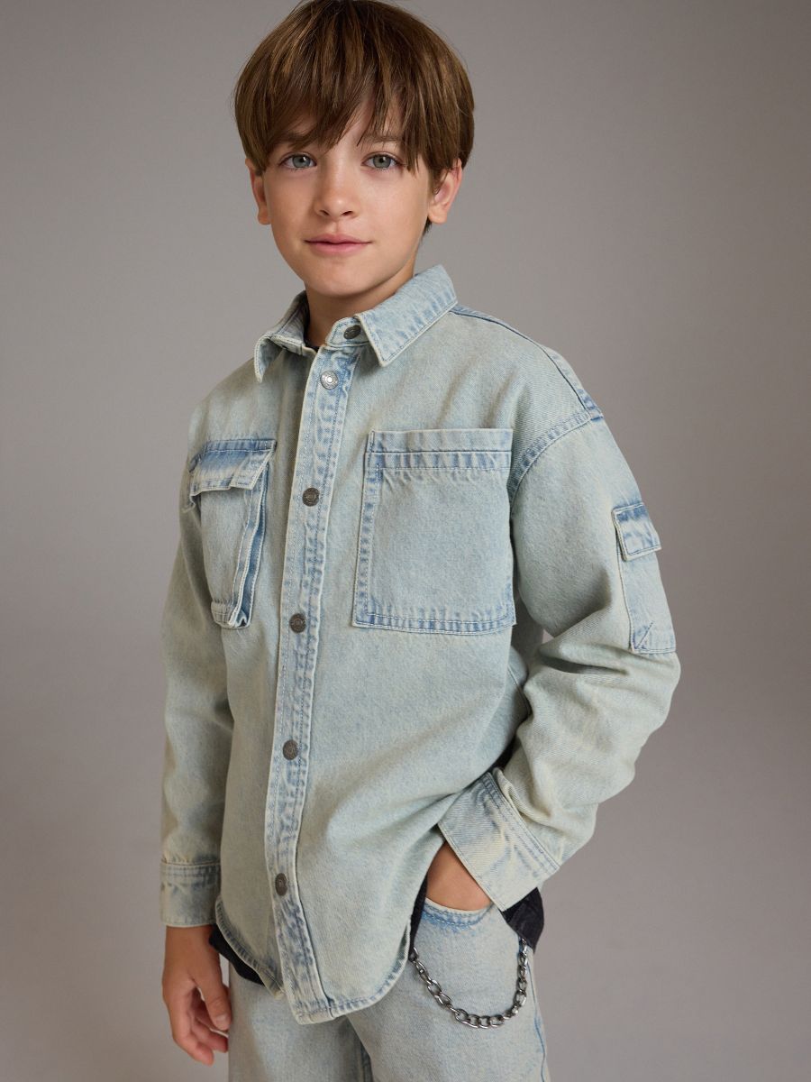 Oversized denim shirt - blue - RESERVED