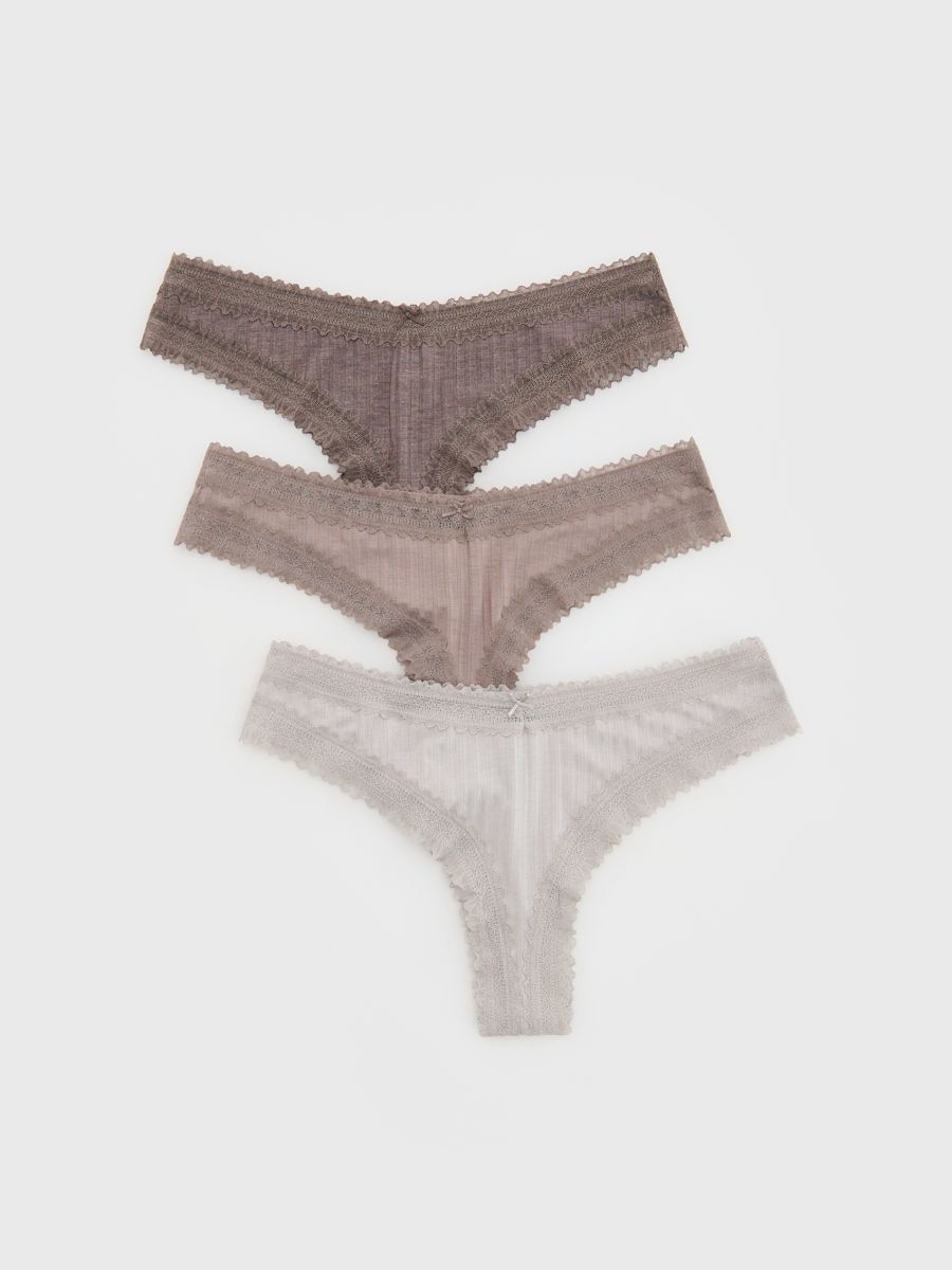 Majtki typu stringi 3 pack - brązowy - RESERVED - 2