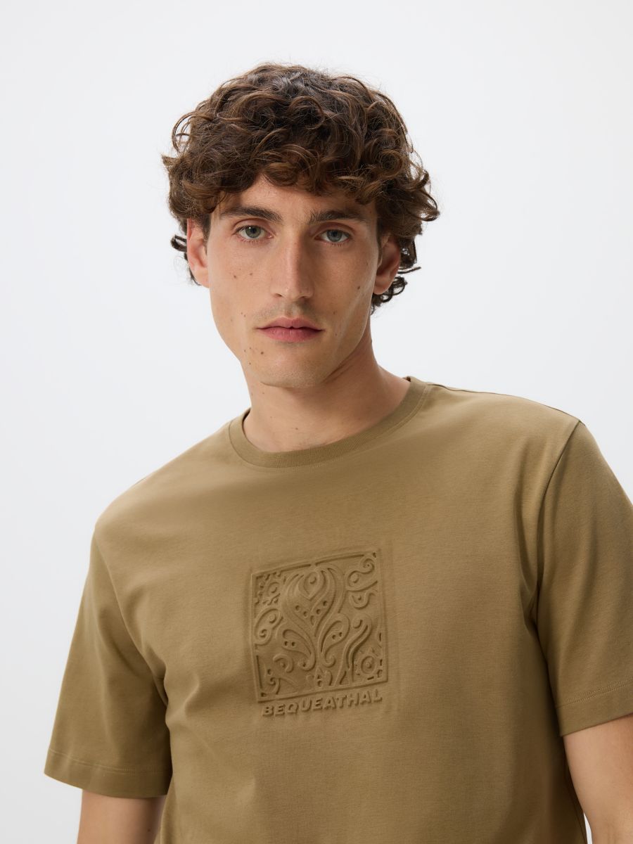 Regular fit T-shirt with appliqué - olive - RESERVED - 4