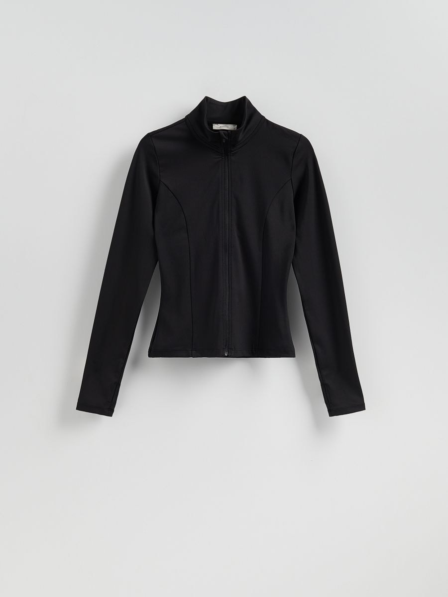 Sports zip sweatshirt - black - RESERVED