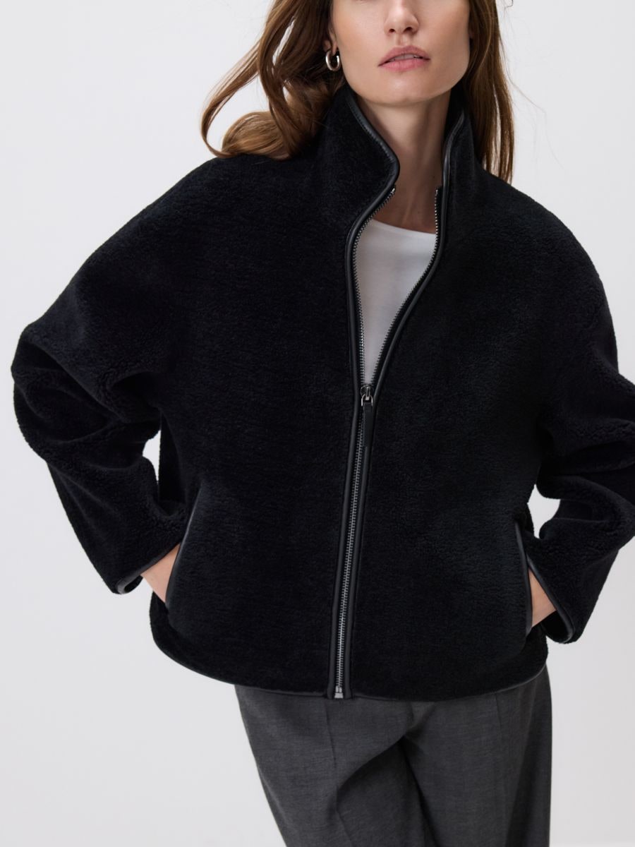 Faux sheepskin jacket - black - RESERVED