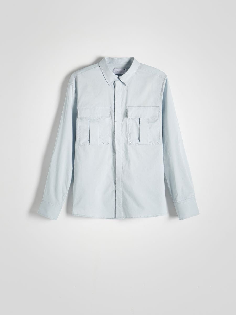 Camicia a taglio standard in misto cotone - blu pallido - RESERVED - 5