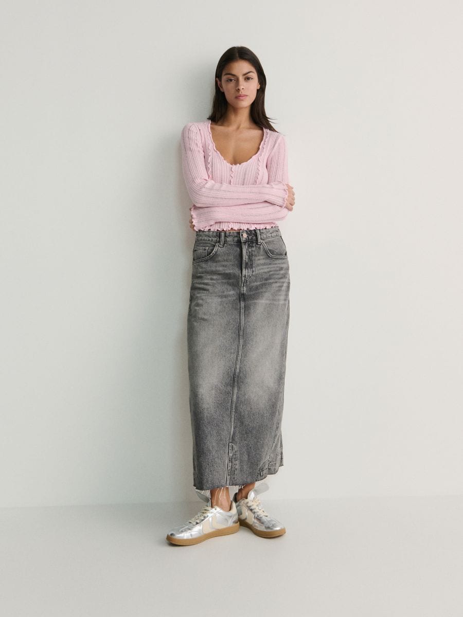 Jumper in textured knit - pastel pink - RESERVED - 3