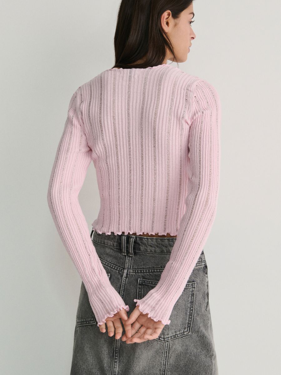 Jumper in textured knit - pastel pink - RESERVED - 4