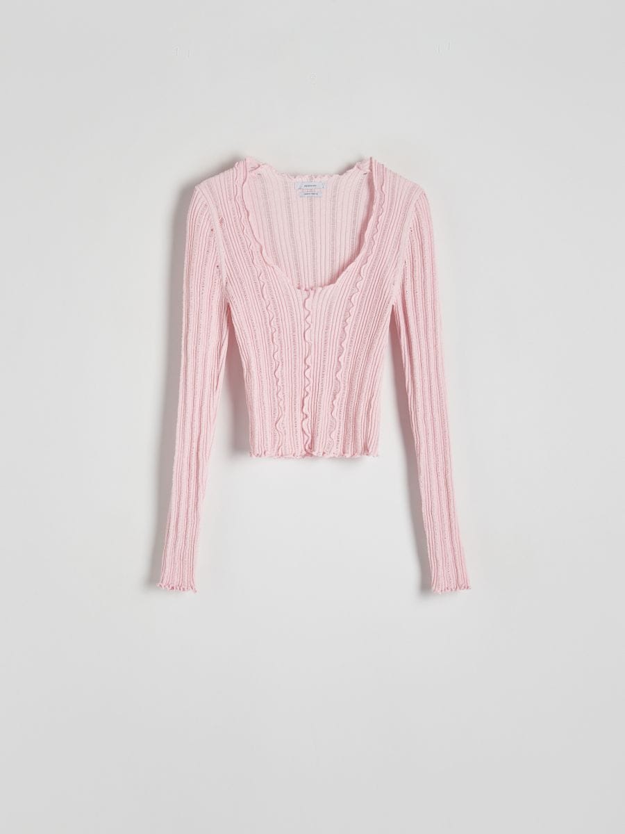 Jumper in textured knit - pastel pink - RESERVED - 5