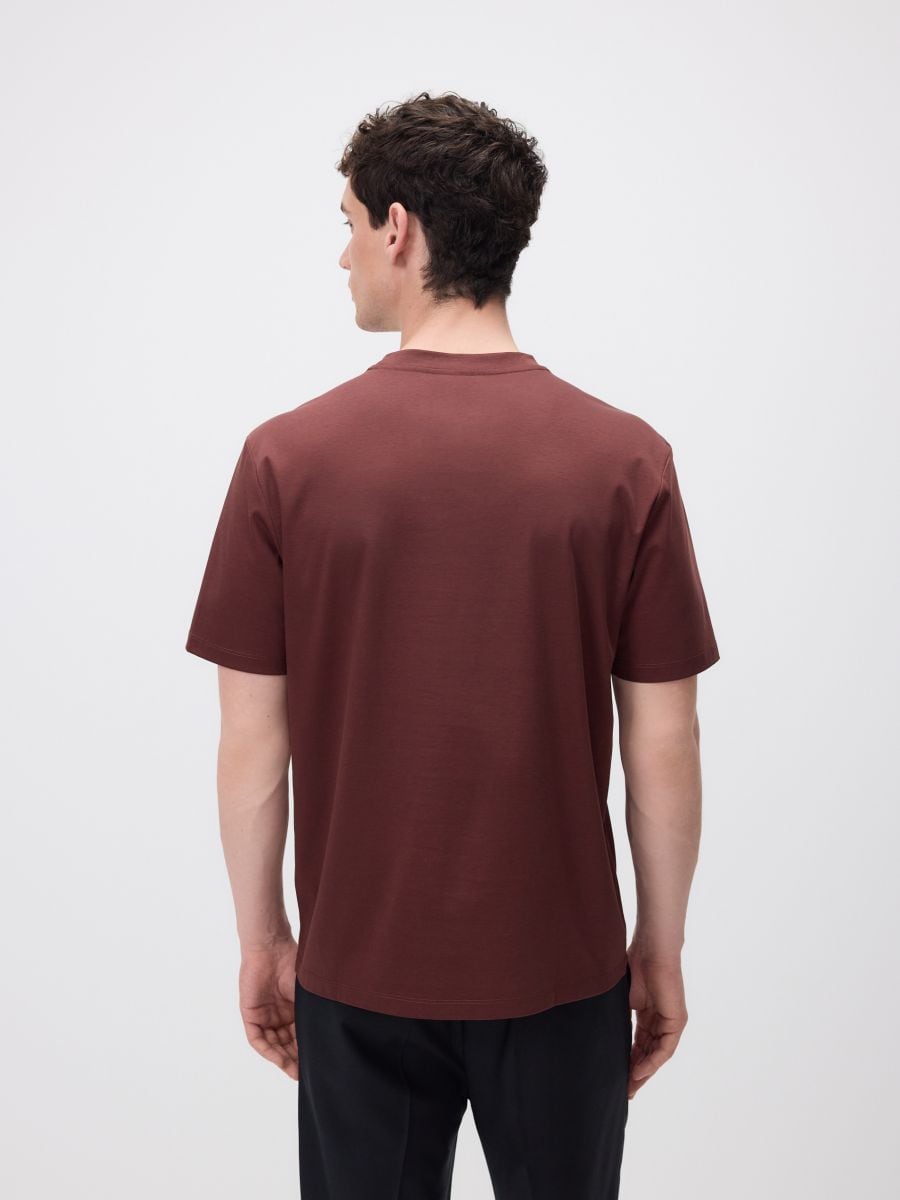Regular fit T-shirt with modal blend - mahogany - RESERVED - 4