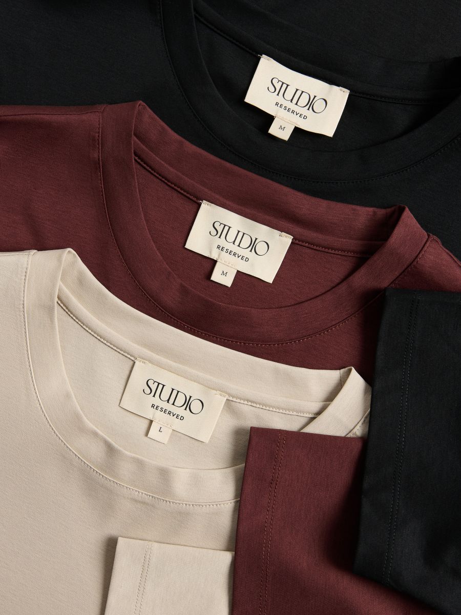 Regular fit T-shirt with modal blend - mahogany - RESERVED - 2