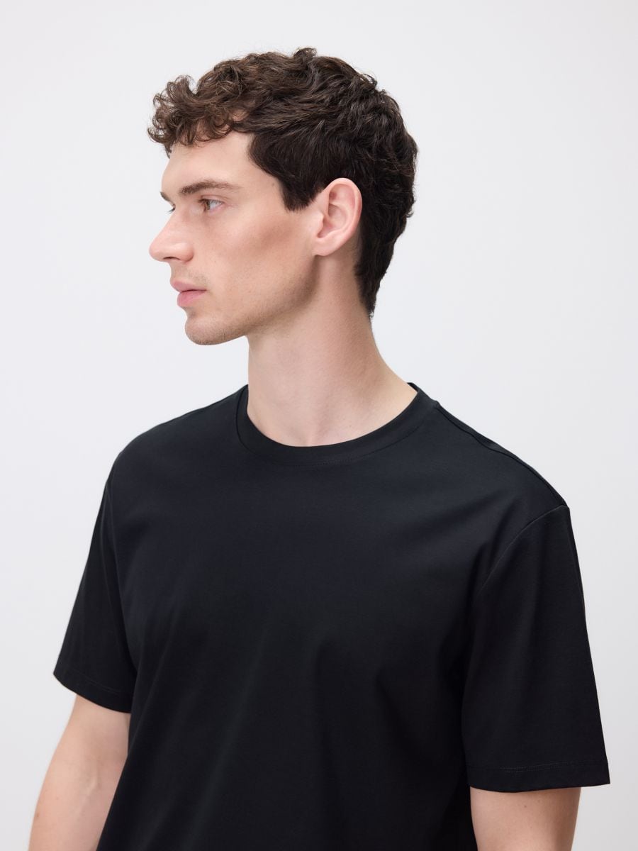 Regular fit T-shirt with modal blend - black - RESERVED