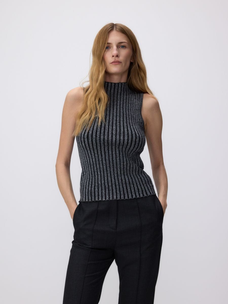 Rib knit top with viscose blend - dark grey - RESERVED - 3