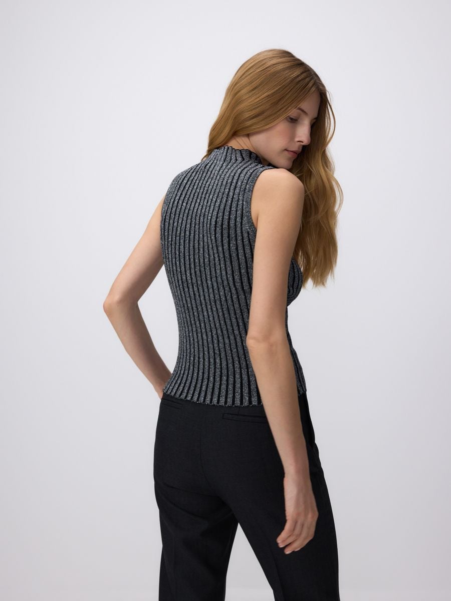 Rib knit top with viscose blend - dark grey - RESERVED - 4