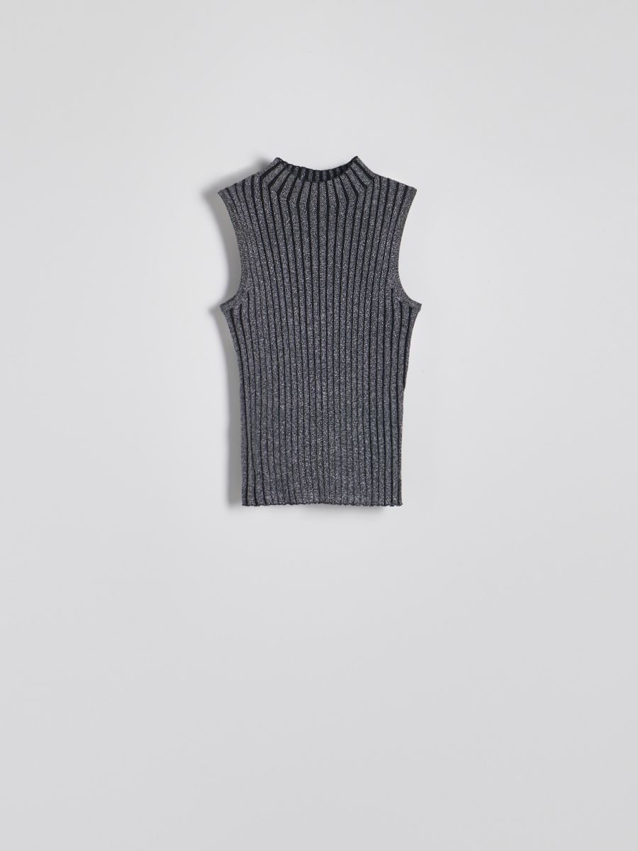 Rib knit top with viscose blend - dark grey - RESERVED - 5