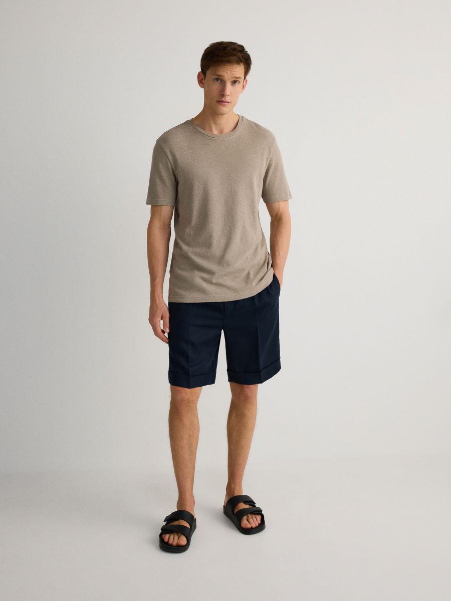 Linen regular shorts - navy - RESERVED - 3