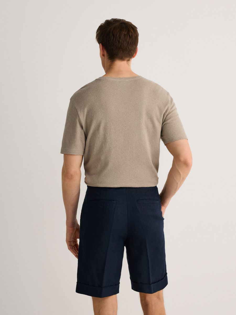 Linen regular shorts - navy - RESERVED - 2