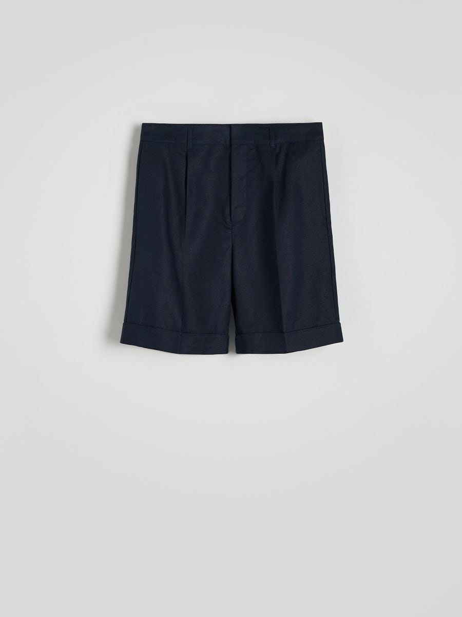 Linen regular shorts - navy - RESERVED - 4