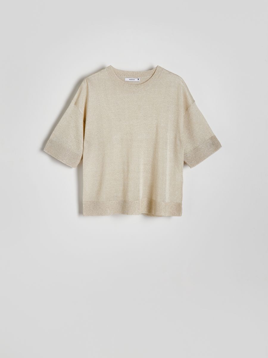 Bluse i metallisk garnblanding - gylden - RESERVED - 4
