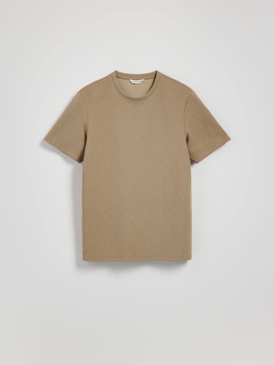 Plain regular fit T-shirt - beige - RESERVED - 5