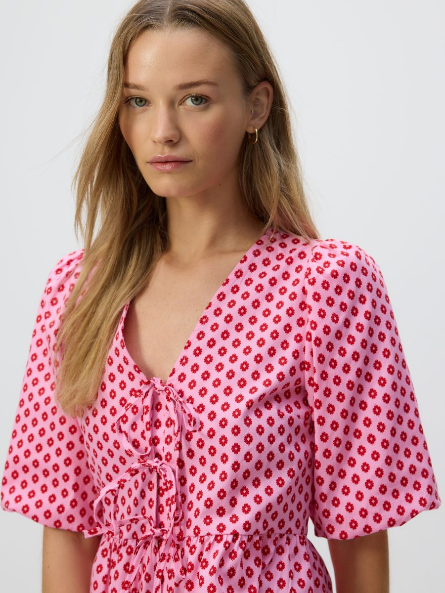 Bluse mit Bindedetail - rosa - RESERVED - 3