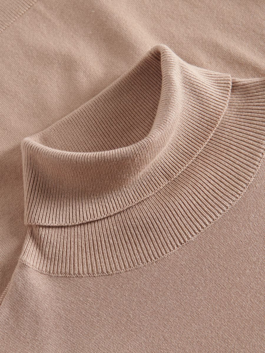 Viscose rich plain turtleneck - beige - RESERVED - 4