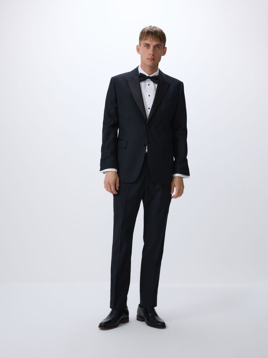 Slim fit tuxedo blazer - black - RESERVED - 3