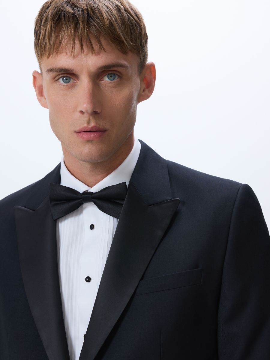 Slim fit tuxedo blazer - black - RESERVED