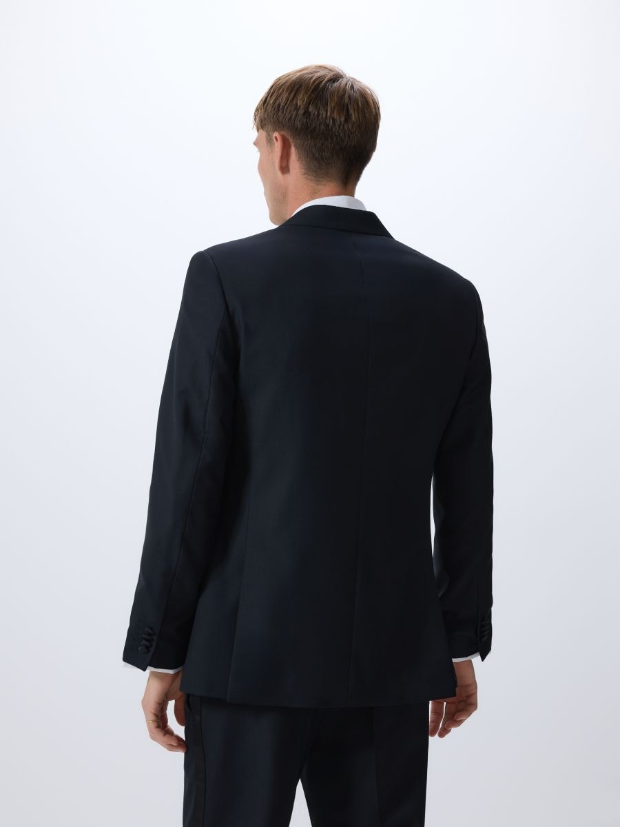 Slim fit tuxedo blazer - black - RESERVED - 5