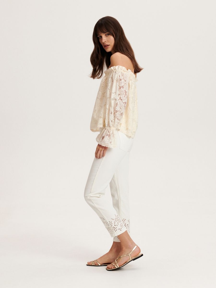 Off shoulder blouse - cream - RESERVED - 3