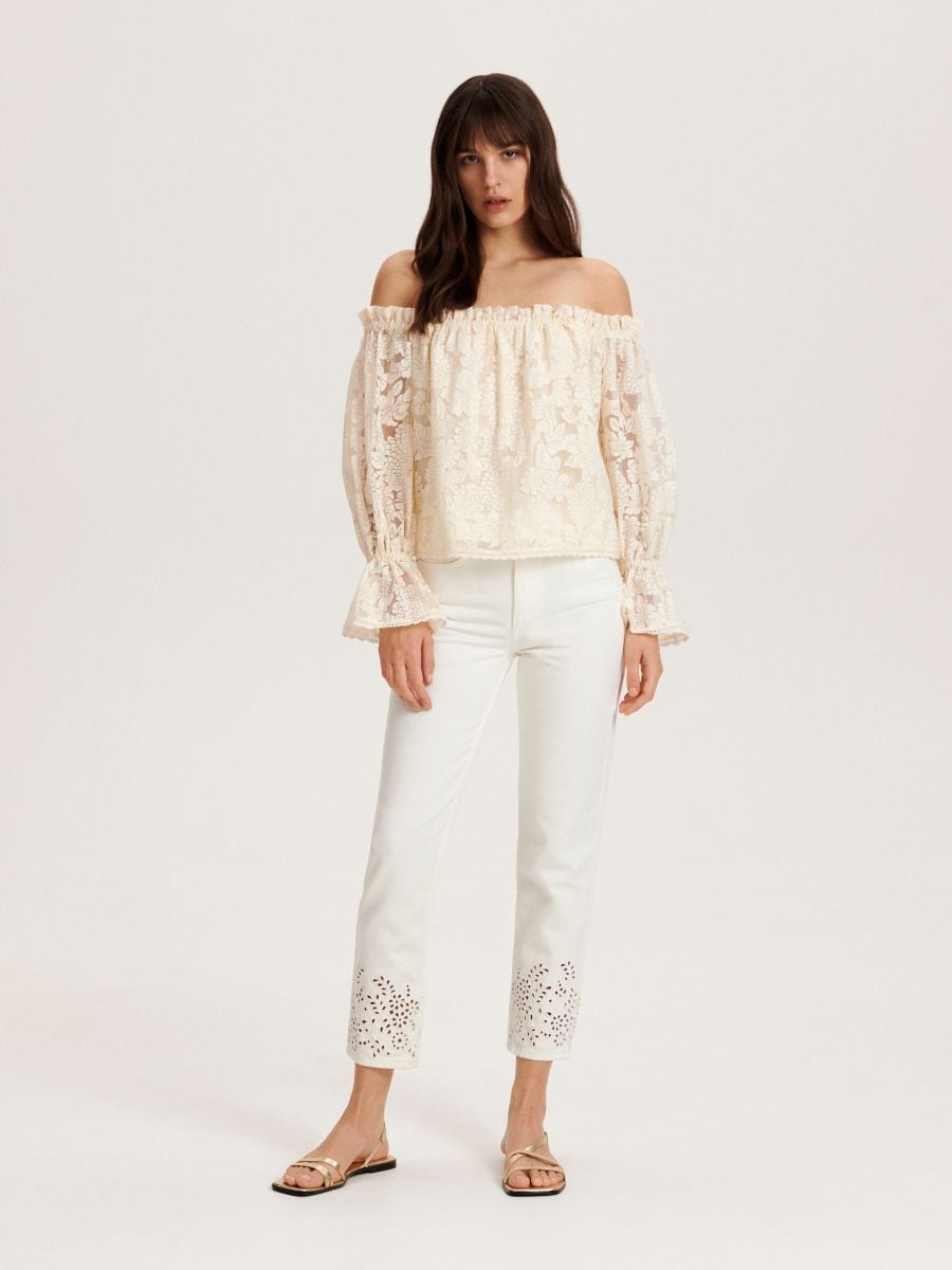 Off shoulder blouse - cream - RESERVED - 2