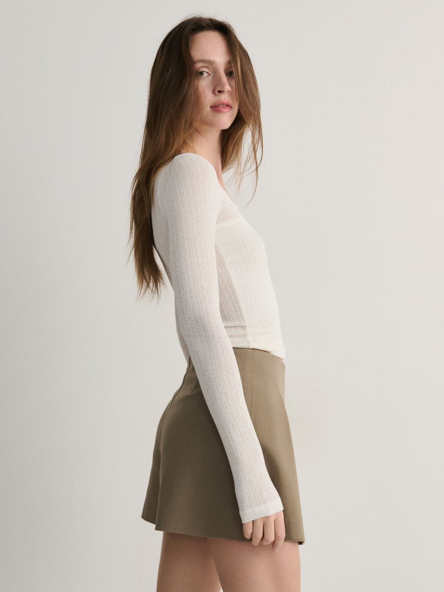 Skort in viscose blend - light olive - RESERVED - 2