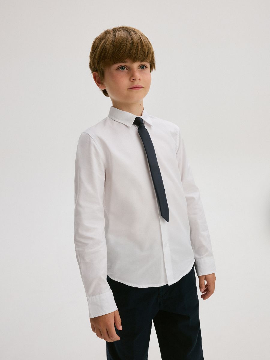 SHIRT WITH TIE - white - RESERVED