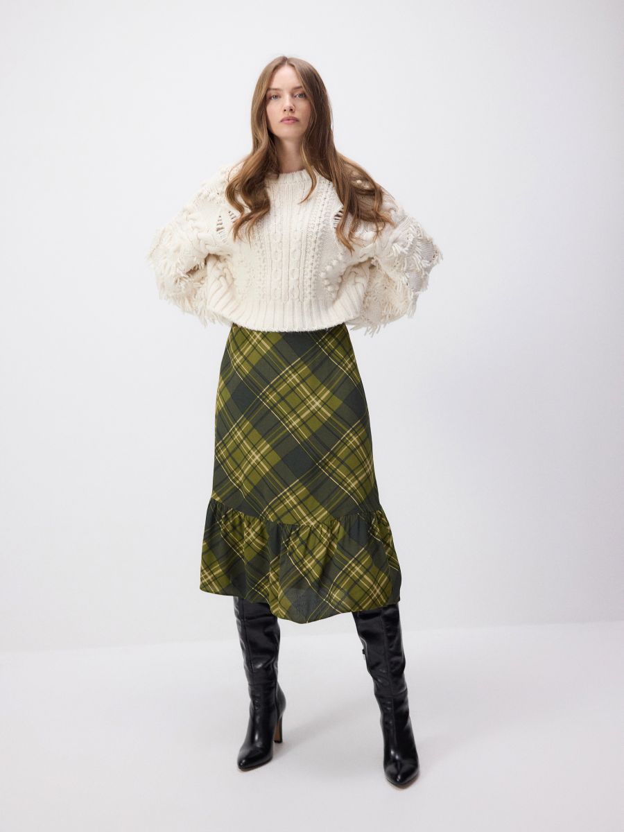 Viscose midi skirt - dark green - RESERVED - 3