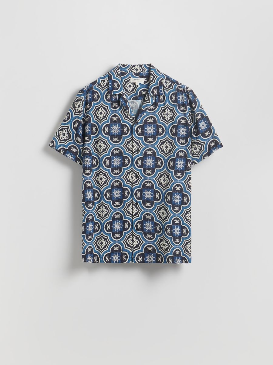 Regular fit overhemd van viscose - marineblauw - RESERVED