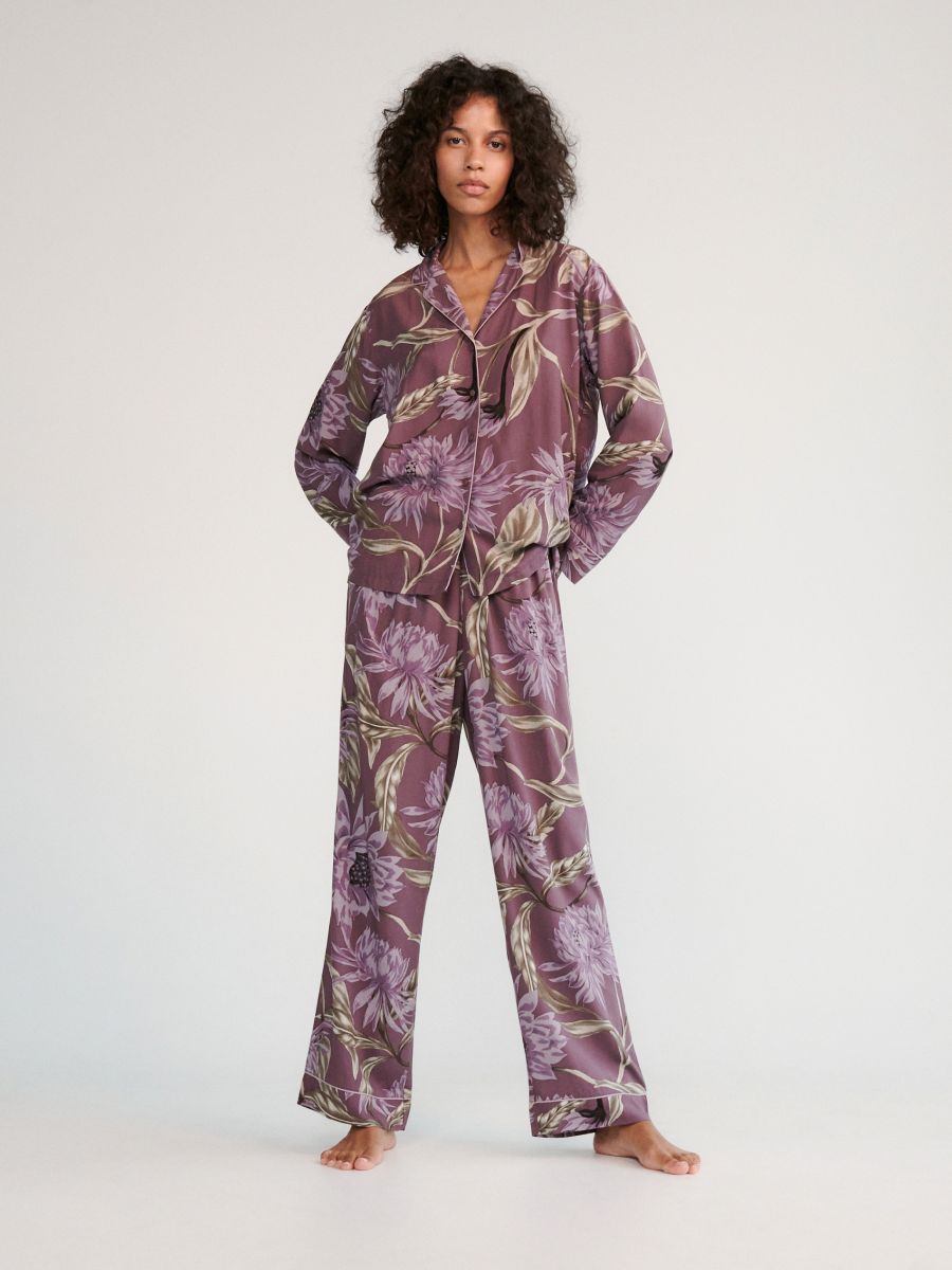 Two piece viscose pyjama set - purple - RESERVED - 2