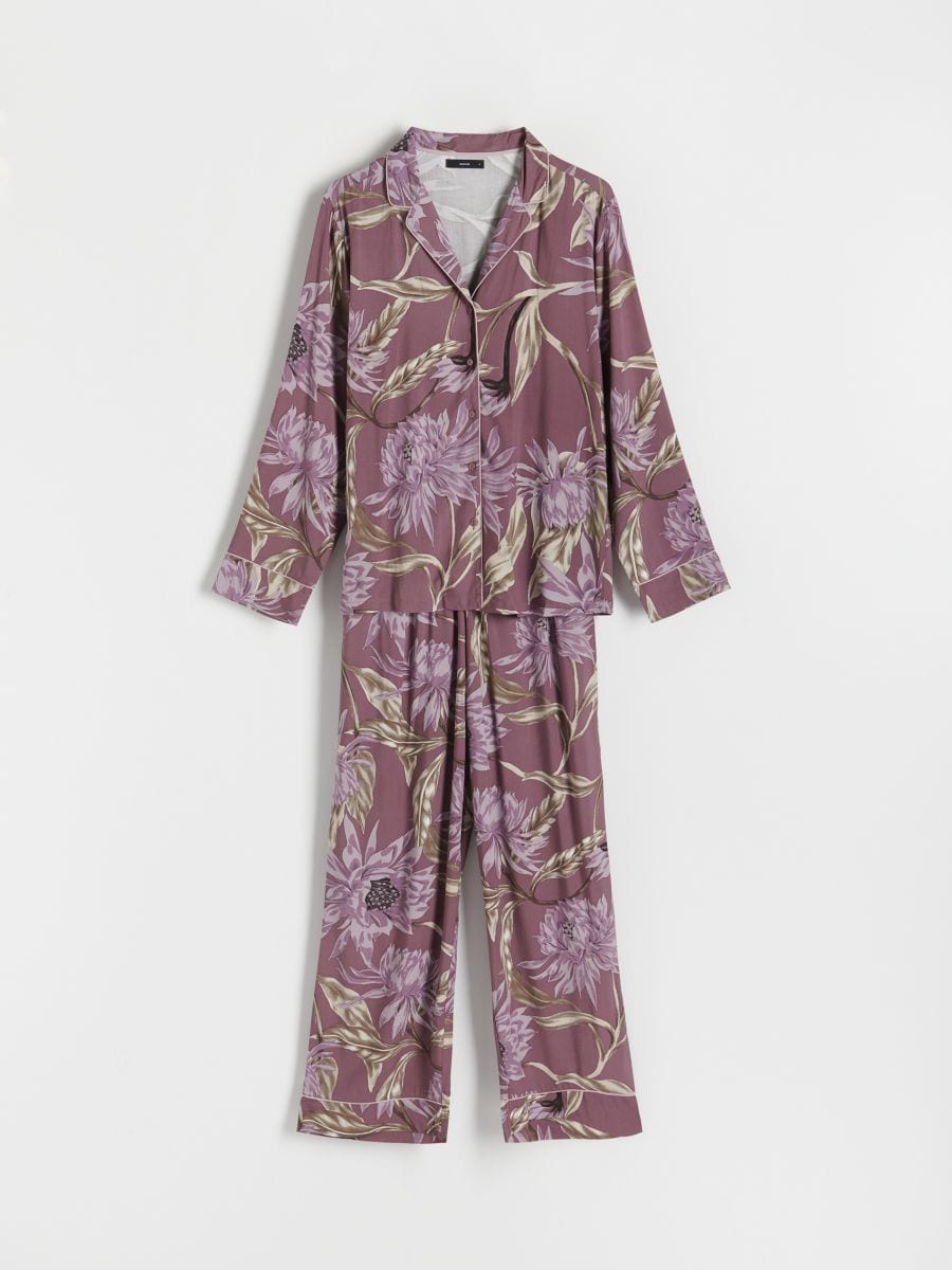 Two piece viscose pyjama set - purple - RESERVED - 4