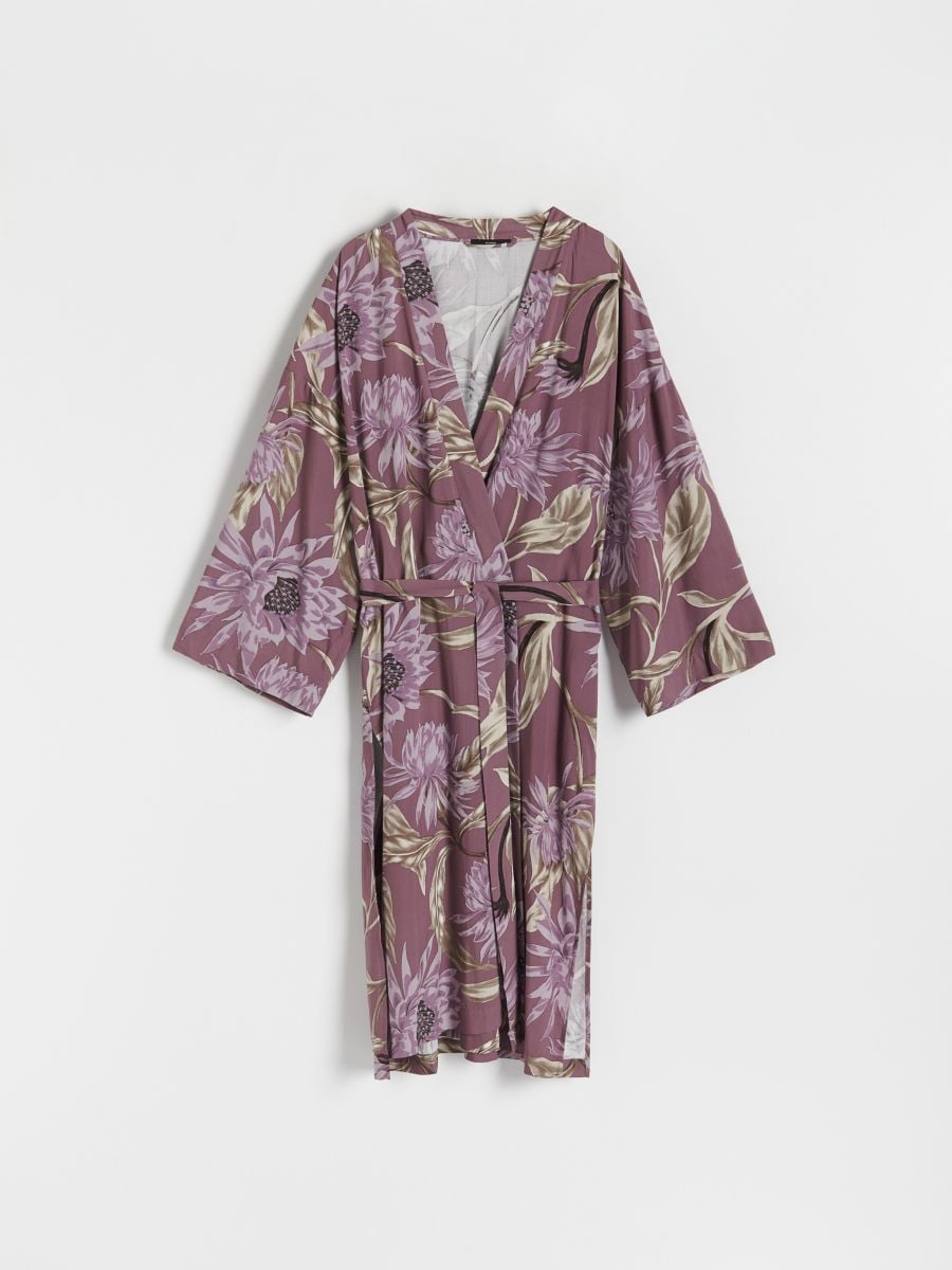 Patterned viscose dressing gown - purple - RESERVED - 3