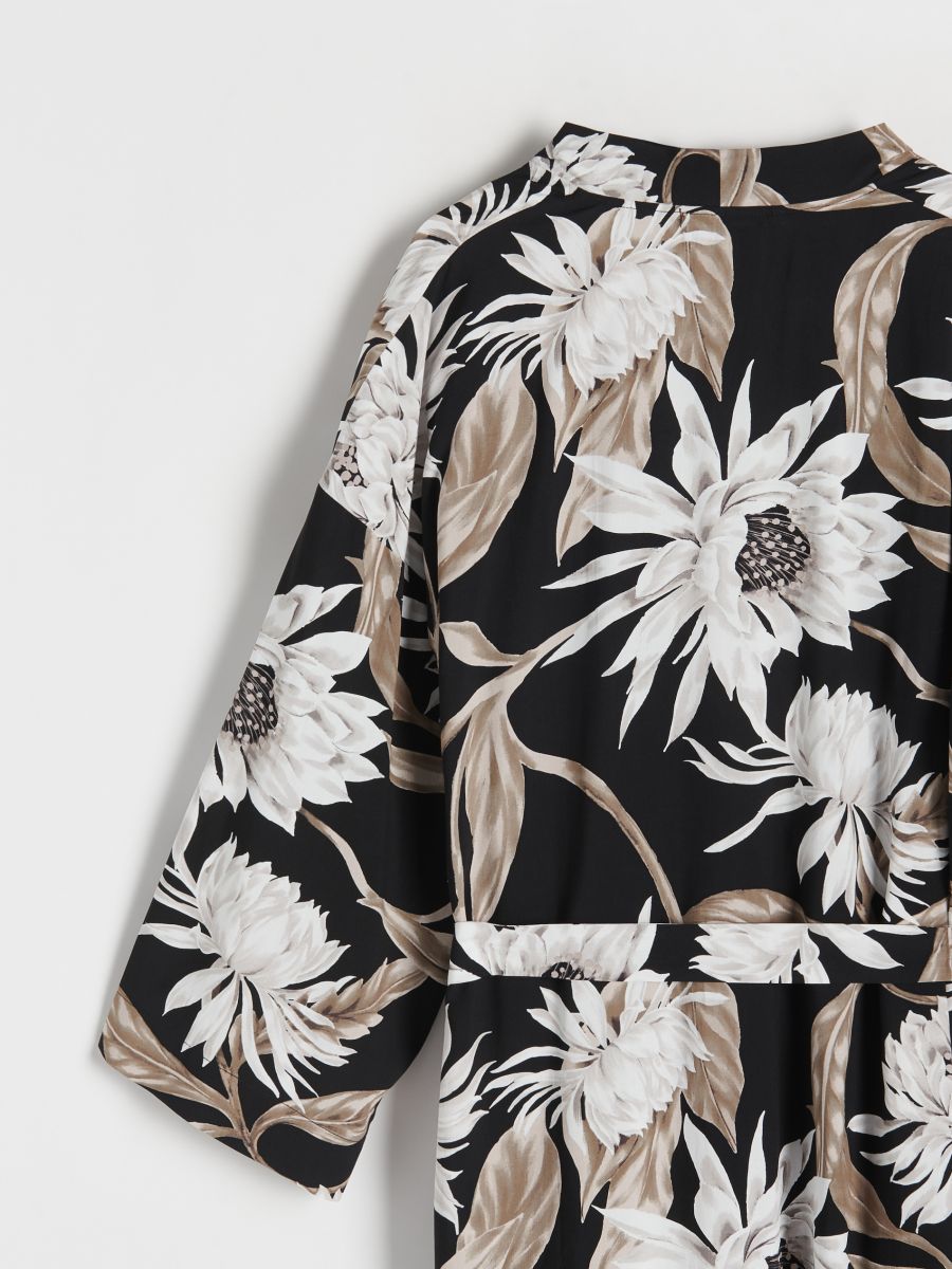 Patterned viscose dressing gown - black - RESERVED - 5