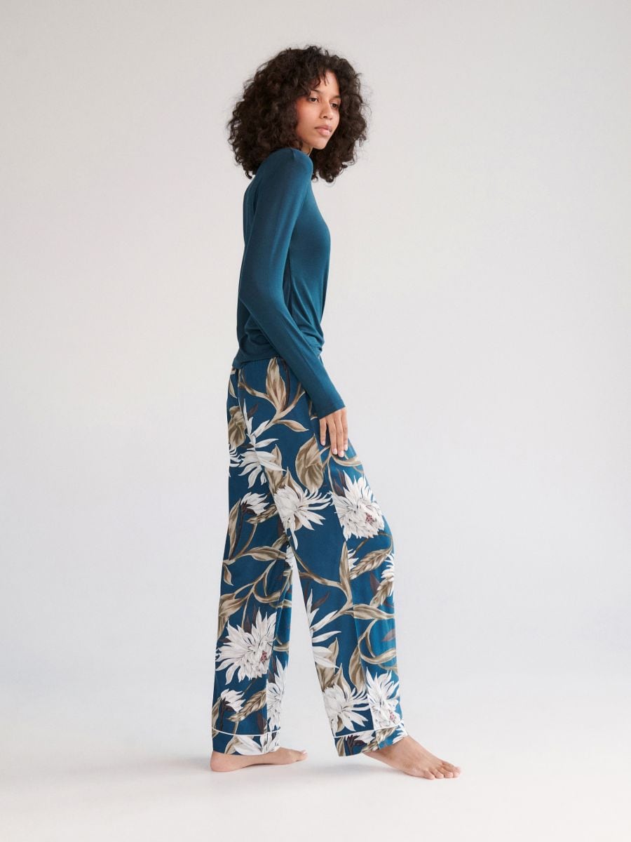 Two piece viscose pyjama set - steel green - RESERVED - 2