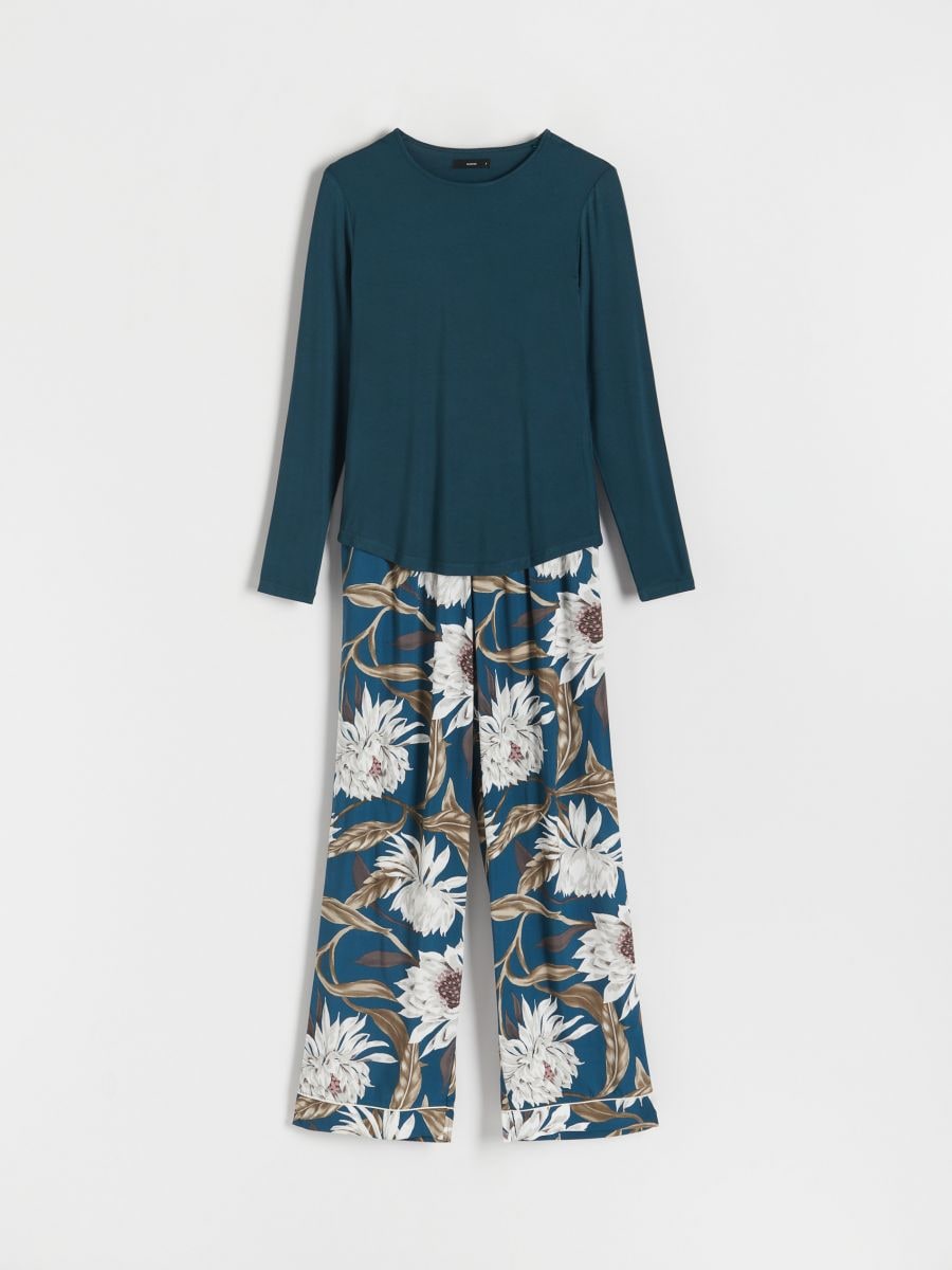 Two piece viscose pyjama set - steel green - RESERVED - 3